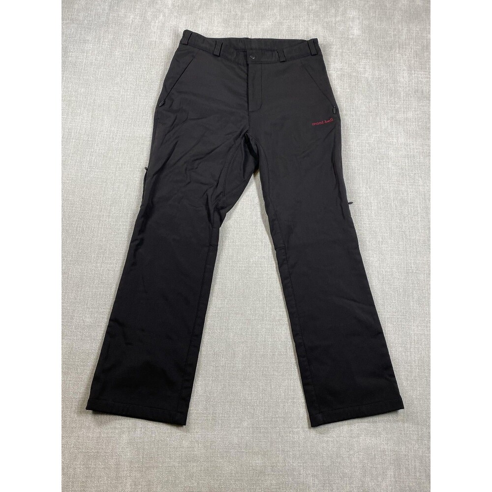 Montbell Pants Mens Small Black Softshell Clima Block Fleece Lined Hiking